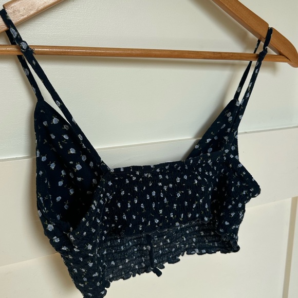 Navy Blue Floral Crop Top - Picture 4 of 4